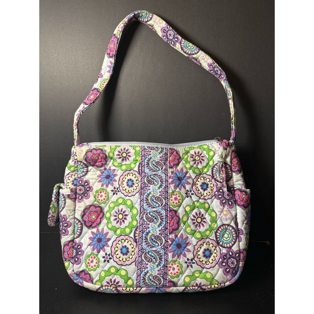 Unbranded Quilted Cotton Shoulder Bag – Multicolor Floral Medallion, Zip Top